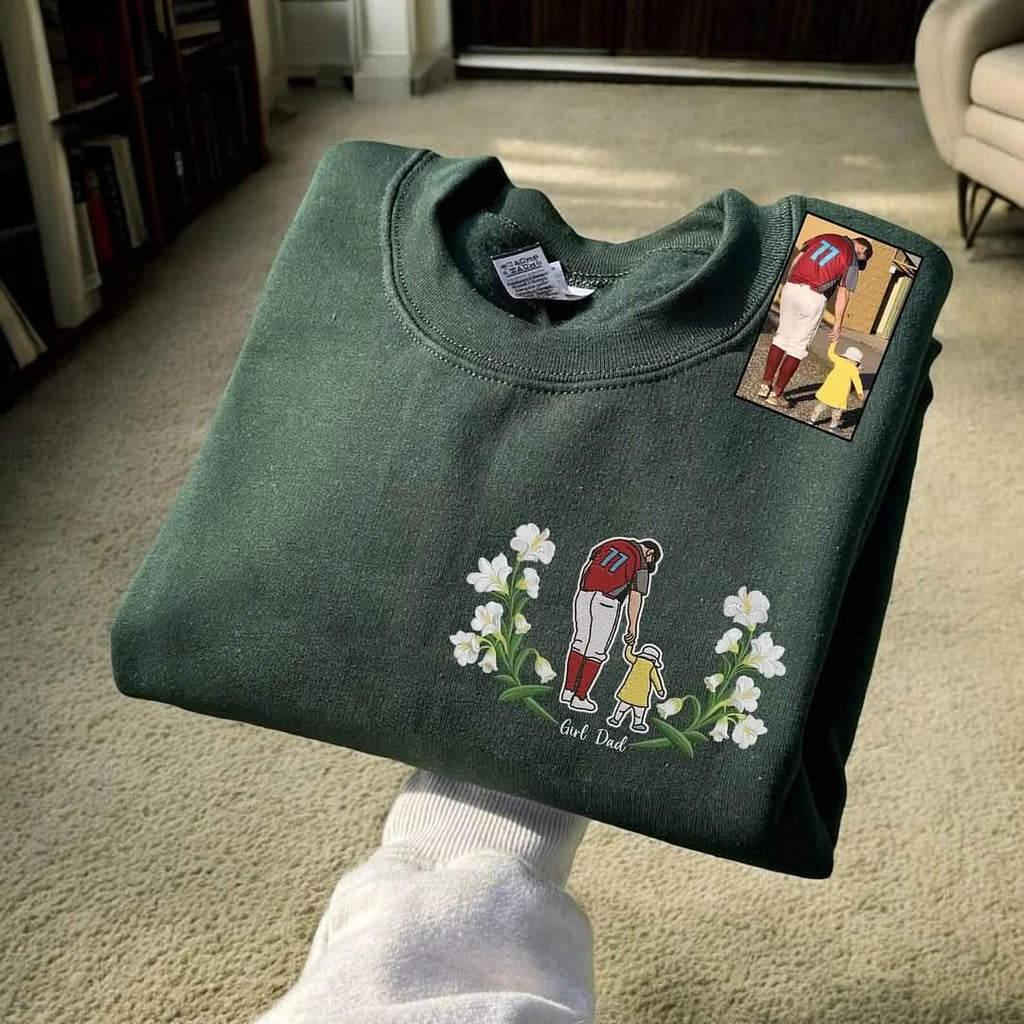 Blooming With Love – Custom Embroidered Birthday Flower Portrait from Photo Sweatshirt Hoodie, Perfect Gift for Couple